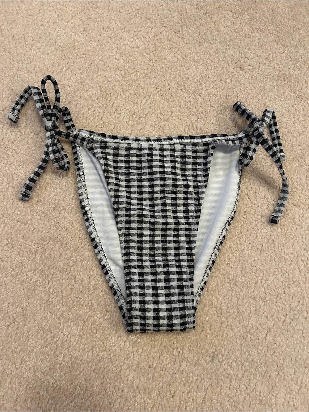 wild fable Black and White Gingham Tie-Side Bikini Bottoms